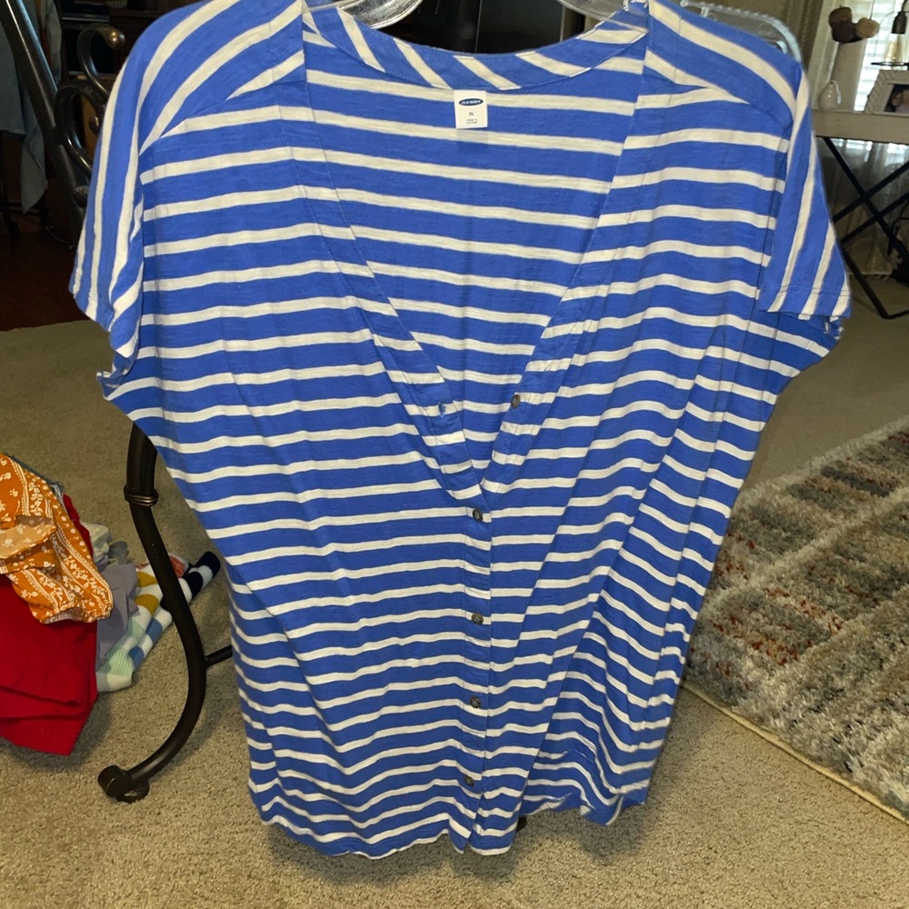 Striped Blue and White Women's Top